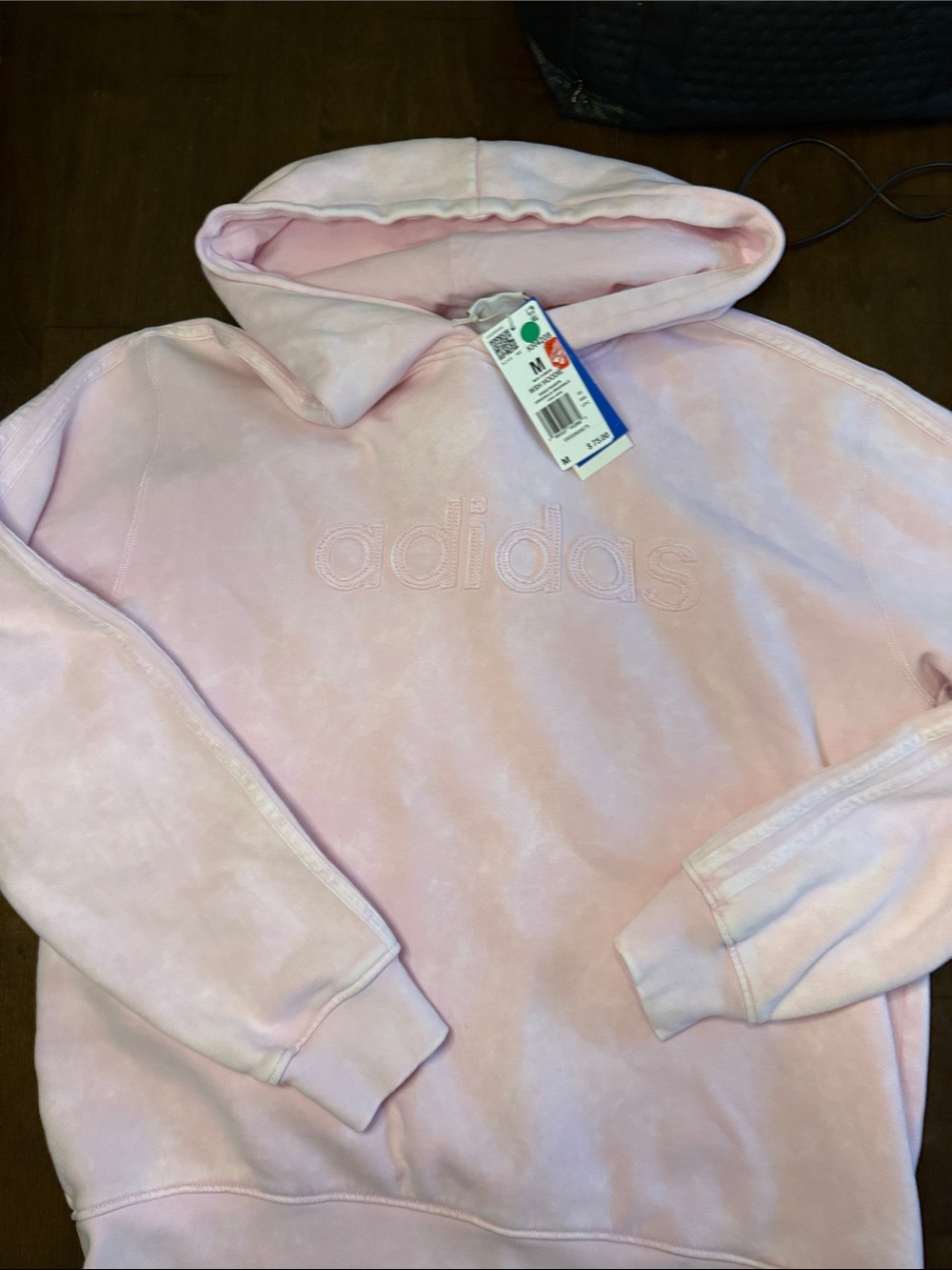 Adidas unisex pink wash hoodie stitched logo size M